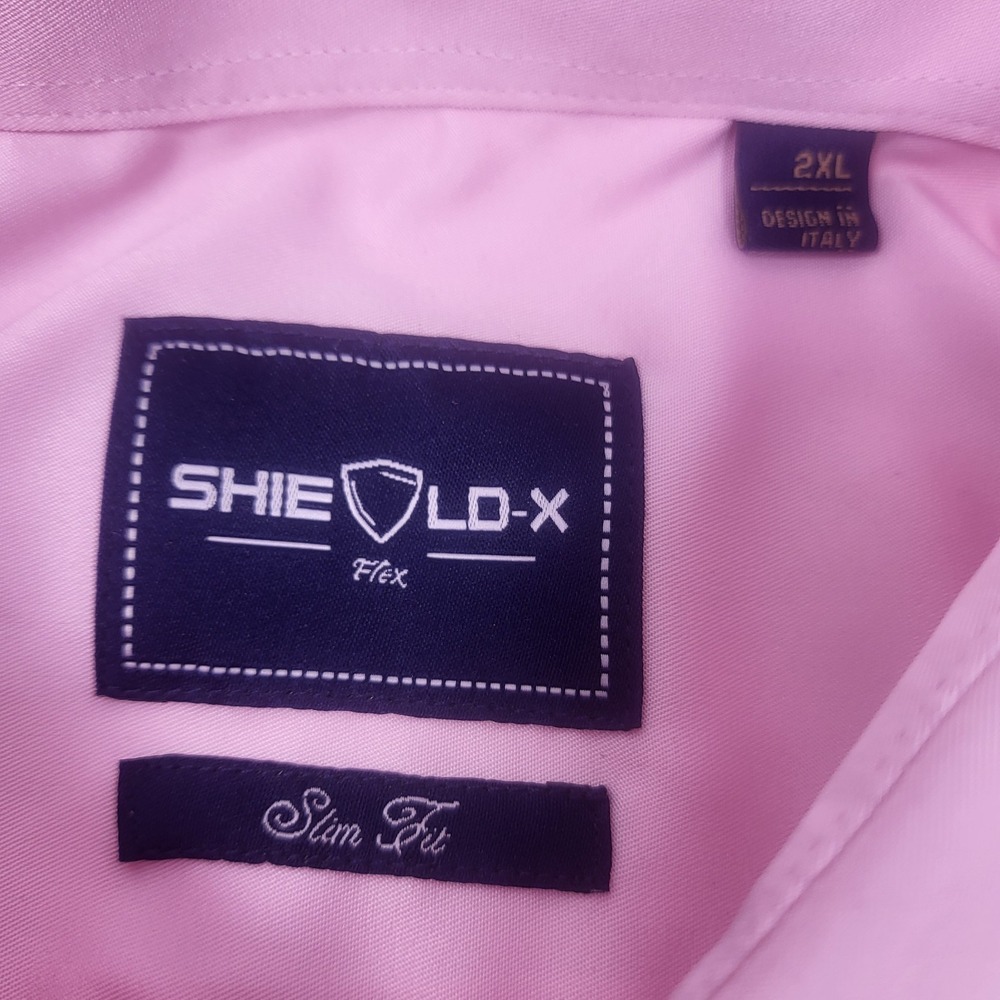 Shield LD-X Dress Shirt Mens 2XL Pink Slim Fit Button Down Collar Long Sleeve - Picture 5 of 6